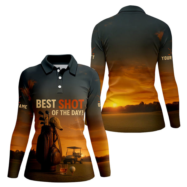 Maxcorners Best Shot Of The Day Golf Shirt, Funny Golf & Whiskey Polos For Men, Custom Name Golf Shirts