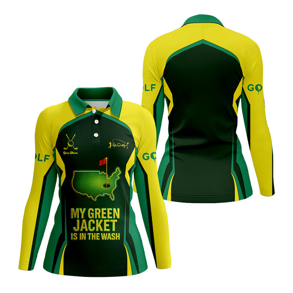 Maxcorners Funny Green Golf Shirt, My Green Jacket Is In The Wash Shirts, Custom Golf Jersey For Men, Golf Gift For Golfers