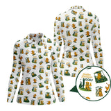 Maxcorners Golden Retriever Pattern Golf Shirt For Men's, Crazy Golf Polos, Funny Golf Shirts For Golfers