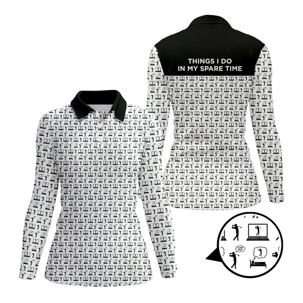 Maxcorners Funny Golf Shirt For Men, "Things I Do in My Spare Time " Shirts, Pattern Golf Polos, Best Gifts For Golfers