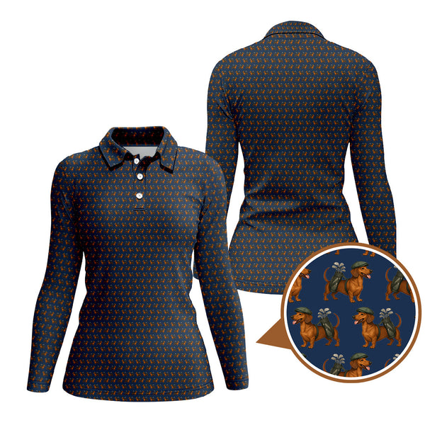 Maxcorners Dachshund Golf Shirt For Men, Pattern Golf Polos, Funny Golf Shirt For Golfers