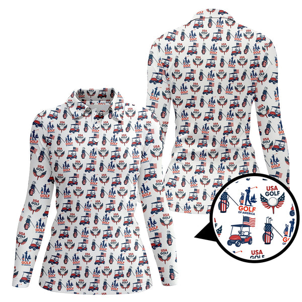 Maxcorners USA Golf Shirts, American Golf Shirt For Men, Pattern Golf Gift For Golfers