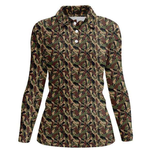 Maxcorners Camo Pattern Golf Polos For Men, Crazy Golf Shirts, Golf Gift For Golfer, Funny Golf Shirt