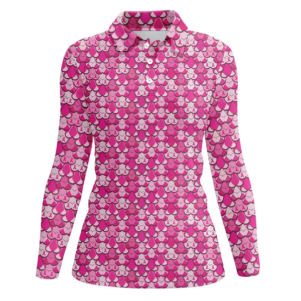 Maxcorners American Tatas Funny Golf Shirt, Pattern Golf Polos For Women,Breast Cancer Golf Shirt For Golfers