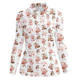 Maxcorners Flamingo Golf Shirt For Golfers, Funny Womens Golf Polos, Pattern Ladies Golf Shirt