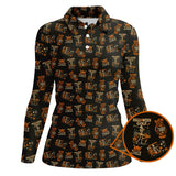 Skeleton Pattern Golf Shirts, Funny Golf Polos For Men, Halloween Golf Shirt For Golfers