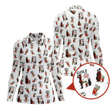 Maxcorners Golf And Bloody Mary Pattern Polos, Funny Women’s Golf Shirt, Cocktail Golf Shirts For Ladies