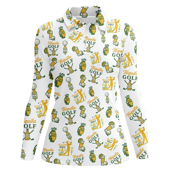 Maxcorners Golf Shirt For Men's, Tequila Golf Pattern Polos, Drink & Golf Shirts, Funny Men Golf Gift