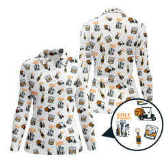Maxcorners Golf & Whiskey Pattern Golf Polos, Funny Golf Shirt For Men, Crazy Golf Shirts For Golfers