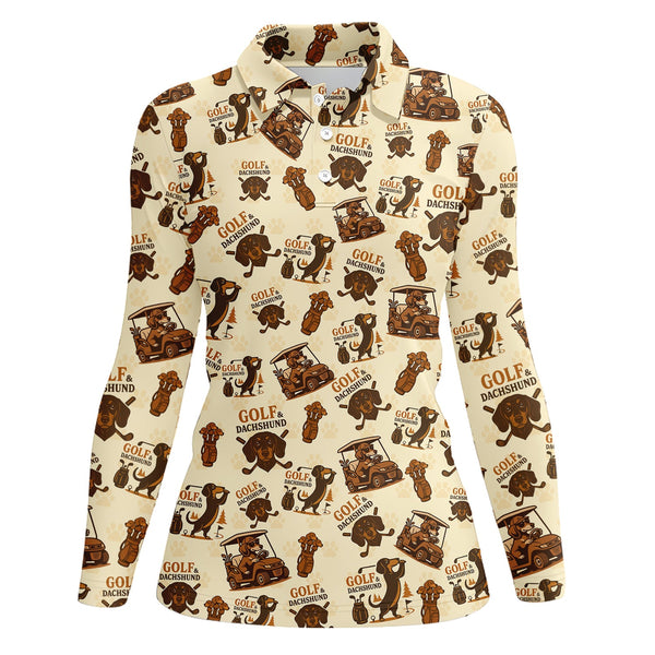 Maxcorners Pattern Dachshund Golf Shirt, Golf & Dachshund Polos For Dog Lovers, Golf Gift For Golfers