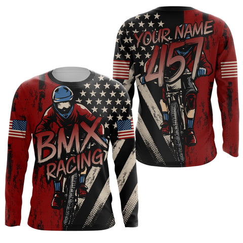 Maxcorners Patriotic BMX Racing Cycling Customize Name 3D Shirts