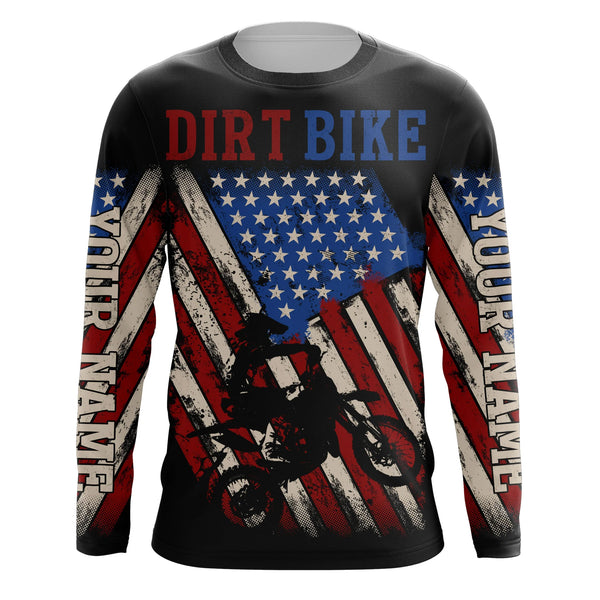 Personalized Dirt Bike Jersey UPF30+ American Motocross Off-Road Adult Patriotic MX Racing Jersey