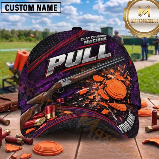 Maxcorners Trap Shooting Clay Target Mascot Shotgun Autumn Graphic Multiple Options Personalized Name 3D Cap