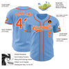 Maxcorners Custom Light Blue White Pinstripe Orange Authentic Baseball Jersey LM2605