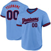 Maxcorners Custom Light Blue Navy-Red Authentic Throwback Baseball Jersey LM2605