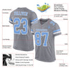 Maxcorners Custom Light Gray Light Blue-White Mesh Authentic Football Jersey LM2605