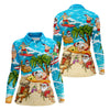 Maxcorners Funny Santa Beach Party Women's Golf Shirt, Christmas Golf Shirt, Women’s Golf Apparel LM1507