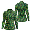Maxcorners Shamrock St Patrick's Day Dark Green Golf Shirt, Women's Golf Tops, Ladies Golf Polos, Women's Polo Shirt