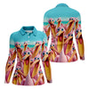 Maxcorners Funny Pink Pelican Beach Crowd Golf Shirt, Women's Golf Shirt, Hawaiian Golf Shirt, Golf Polo For Women LM1507
