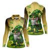 Maxcorners Happy St Patrick's Day Shamrock Gnome Golf And Beer Women's Golf Tops, Ladies Golf Polos