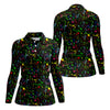 Maxcorners Black Neon Paint Splatter Golf Shirt, Women's Golf Tops, Performance Golf Shirt LM1507