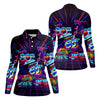 Maxcorners 80s Retro Party Golf Shirt, Neon Synthwave Sunset Pattern, Golf Shirt For Women LM1507