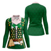 Maxcorners St Patrick's Day Green Leprechaun Costume Print Golf Shirt, Ladies Golf Polos, Golf Shirt For Women