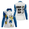 Maxcorners Blue Yellow Skeleton Golfer Beer Polo Shirt, Women’s Golf Apparel, Golf Shirts For Women LM1507