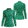 Maxcorners Stick Figure Golf Pose St Patrick's Day Shamrock Green Golf Shirt, Women's Golf Tops, Ladies Golf Polos