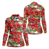 Maxcorners Women's Funny Tropical Santa Surfing Golf Shirt, Christmas Golf Shirt, Women’s Golf Polo LM1507