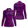 Maxcorners Purple Skull Gothic Pattern Hawaiian Golf Shirt, Women’s Golf Polo, Printed Golf Shirt LM1507