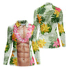 Maxcorners Light Skin Tropical Muscle Chest Hawaiian Golf Polo Shirt, Golf Shirts For Women, Women's Golf Apparel LM1507