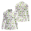 Maxcorners Pink Flamingo Golf Cart Cactus Hawaiian Golf Shirt, Women’s Golf Polo, Performance Golf Shirt LM1507