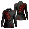 Maxcorners Red Claw Marks Hawaiian Golf Shirt, Scratch Print Women's Golf Tops, Ladies Golf Shirts LM1507