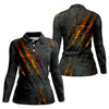 Maxcorners Yellow Claw Marks Hawaiian Golf Shirt, Scratch Print Women's Golf Tops, Ladies Golf Shirts LM1507