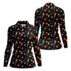 Maxcorners Guitar Pattern Hawaiian Golf Shirt, Music Lover Women's Golf Tops, Ladies Golf Shirts LM1507