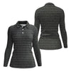 Maxcorners Black Text Pattern Golf Polo Shirt, Women’s Golf Apparel, Golf Shirts For Women LM1507