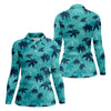 Maxcorners Turquoise Palm Tree Tropical Golf Shirt, Women's Golf Shirt, Golf Polo For Women, Golf Shirts For Women LM1507