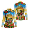 Maxcorners Funny Tropical Frog Drinking Hawaiian Golf Shirt, Golf Polo For Women, Printed Golf Shirt LM1507