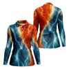 Maxcorners Lightning Fire And Ice Split Golf Polo Shirt, Golf Shirts For Women, Women's Golf Apparel LM1507