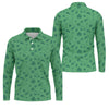 Maxcorners Dark Green Golf Items Seamless Pattern St. Patrick’s Day Shamrock Golf Shirt, Golf Shirts For Men