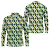 Maxcorners Green And White Argyle Pattern Beer St Patrick's Day Golf Shirt, Golf Tops For Men, Polo For Men
