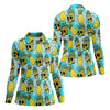 Maxcorners Tropical Pineapple Skull Pattern Golf Shirt, Women’s Golf Polo, Hawaiian Golf Shirt, Ladies Golf Shirts LM1507