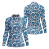Maxcorners Blue Ocean Wave Pattern Golf Shirt, Women’s Golf Tops, Golf Shirts For Women, Printed Golf Shirt LM1507