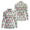 Maxcorners Flamingo Float Santa Christmas Golf Shirt, Women's Golf Tops, Hawaiian Golf Shirt, Golf Shirts For Women LM1507