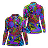 Maxcorners Neon Psychedelic Abstract Eye Pattern Golf Shirt, Women's Golf Tops, Women’s Golf Apparel, Performance Golf Shirt LM1507