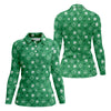 Maxcorners Leprechaun Hat Shamrock Beer Seamless Pattern St. Patrick’s Day Golf Shirt, Women's Golf Tops, Ladies Golf Polos