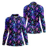 Maxcorners Neon Astronaut Skateboarding Galaxy Polo Shirt, Women’s Golf Polo, Golf Shirts For Women, Printed Golf Shirt LM1507