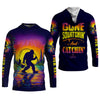 Maxcorners Gone Squatchin And Catching Sunset Fishing UPF Shirts, Funny Fishing Shirt, Sasquatch Fishing Shirts For Men