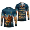 Maxcorners The Best Things In Life Are Wild And Free Funny Bigfoot Fishing SPF Shirt For Men, Gift For Fisherman